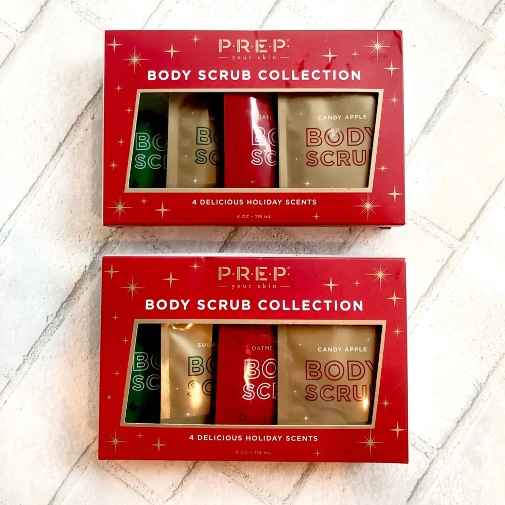 Prep Your Skin Holiday Body Scrub Set 2 Boxes Exfoliating Winter Gift Pack NIB